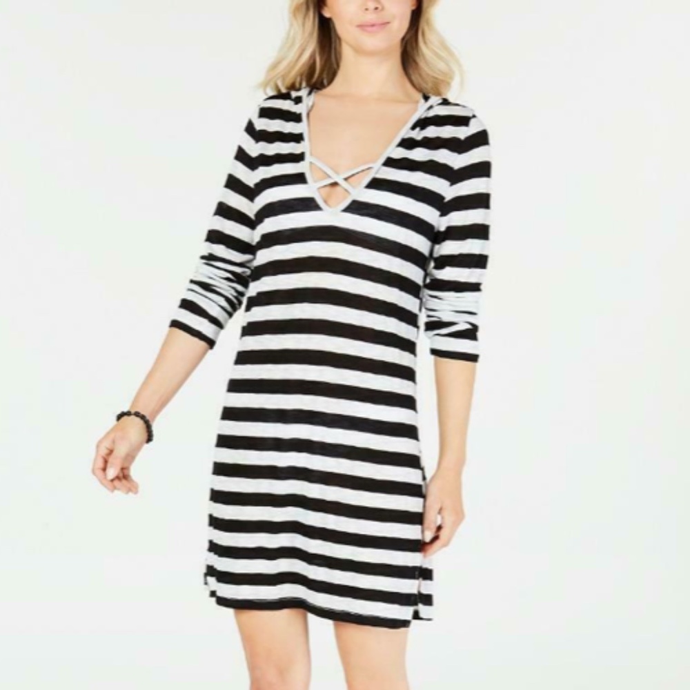 Miken Long-Sleeve Hooded Cover-up Dress